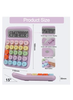 Generic 1 pcs Colorful Candy Calculator,Mechanical Calculator Cute 12 Digit Large LCD Display Big Round Button Calculator,Easy to Press,for School Office Business Home,Automatic Sleep  - Image 2