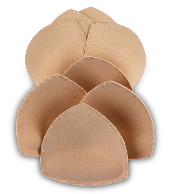 SERMICLE Bra Pad Inserts 4 Pairs, Bra Pads Sewn Padded for Sports Bra A/B or C/D Cup Beige or Black, White Optional (D/E Cup, Beige) - Image 1