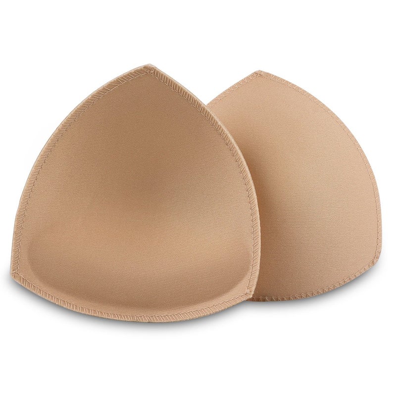 SERMICLE Bra Pad Inserts 4 Pairs, Bra Pads Sewn Padded for Sports Bra A/B or C/D Cup Beige or Black, White Optional (D/E Cup, Beige) - Image 2