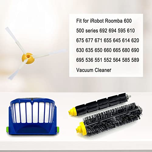 Rjnlsc Replacement Parts Kit for irobot Roomba 600 Series 694 676 675 692 695 677 671 655 645 690 680 660 650 620 614 & 500 Series 595 585 564 robot, 2 Bristle & 2 Beater Brush, 6 Filter, 6 Side Brush - Image 2