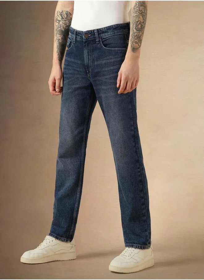 دينيس لينغو Mid Rise Straight Fit Faded Jeans