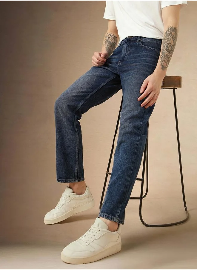 دينيس لينغو Mid Rise Straight Fit Faded Jeans