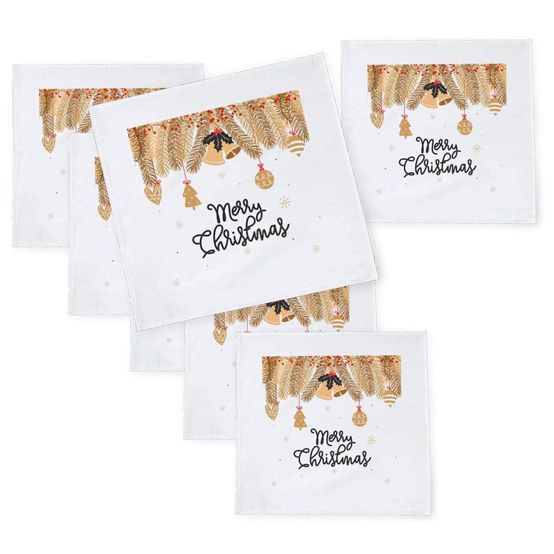 Khakee 6 Pcs Christmas Theme Tafta Silk Table Napkins 10x 10 for Xmas Decoration Christmas OrnamentsChristmas Gift npxmas104P - Image 1