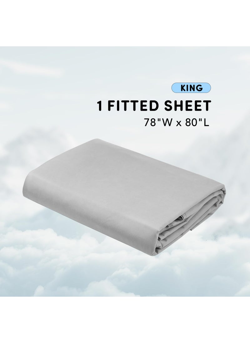 Comfort Spaces Comfort Spaces Coolmax Moisture Wicking Fitted Sheet ONLY Super Soft  Fade Resistant  All Elastic Deep Pocket Fits Up to 16"" Mattress - Warm Weather Cooling Sheets for Night Sweats  King  Grey  - Image 2