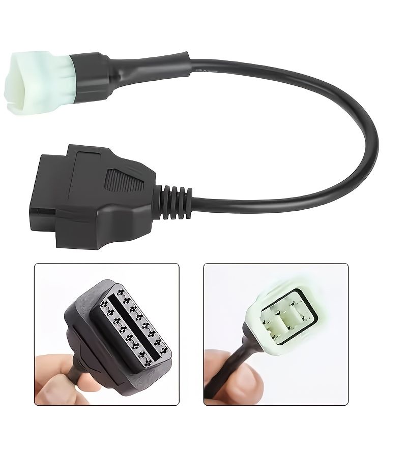 6 Pin To 16 Pin OBD2 Diagnostic Adapter Connector For Kawasaki Motorcycles 1pc - Image 1