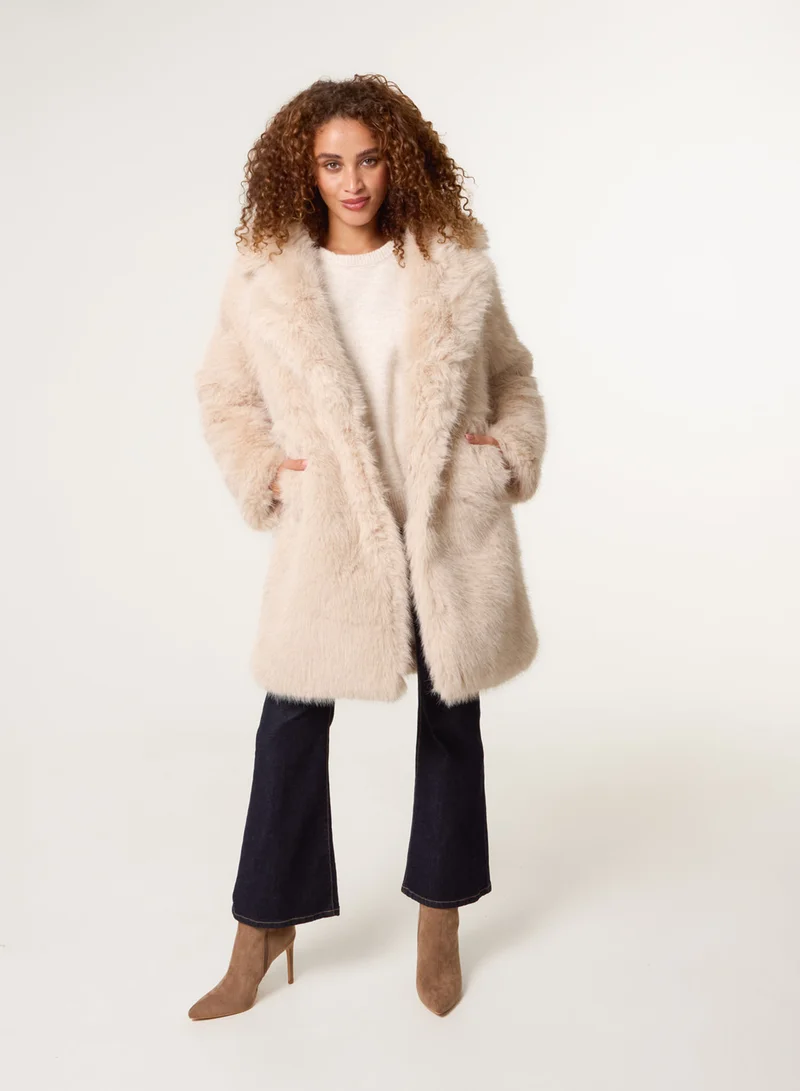 بلو فانيلا Faux Fur Long Coat