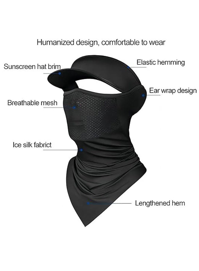 Generic UV Protection Face Mask with Brim, Full Face Sun Protection Face Covering Protection, Neck Gaiter Face Cover for Outdoor, Ponytail Sun Hat Sunscreen Breathable, Ice Silk Neck Gaiter - Image 2