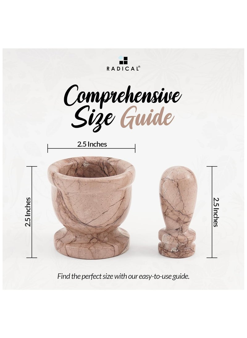 RADICALn Radicaln Marble Mortar and Pestle Set Marinara 2.5" Inches Handmade Spice Grinder for Kitchen Small Mortar and Pestle Set Grinder Bowl & Garlic Crusher Best for Herb Grinder  - Image 5