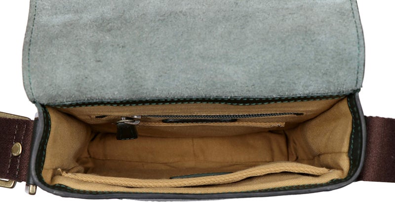 Hidesign Aiden Genuine Leather Mini Crossbody Men/Women Messenger Bag/Travel Bag / 10.5" iPad Bag (Olive Green) - Image 5
