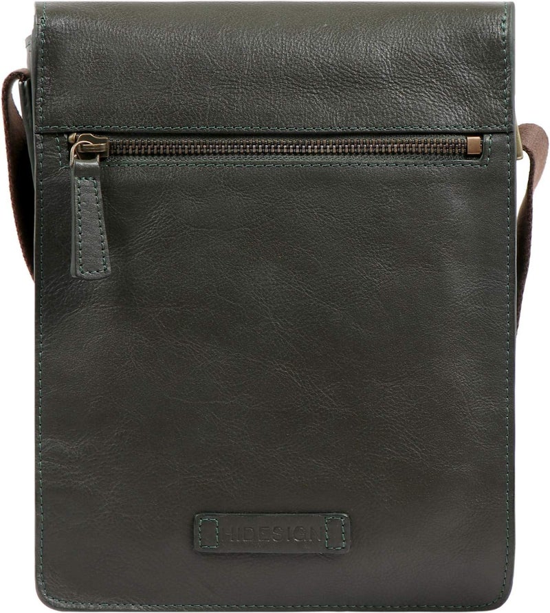 Hidesign Aiden Genuine Leather Mini Crossbody Men/Women Messenger Bag/Travel Bag / 10.5" iPad Bag (Olive Green) - Image 4