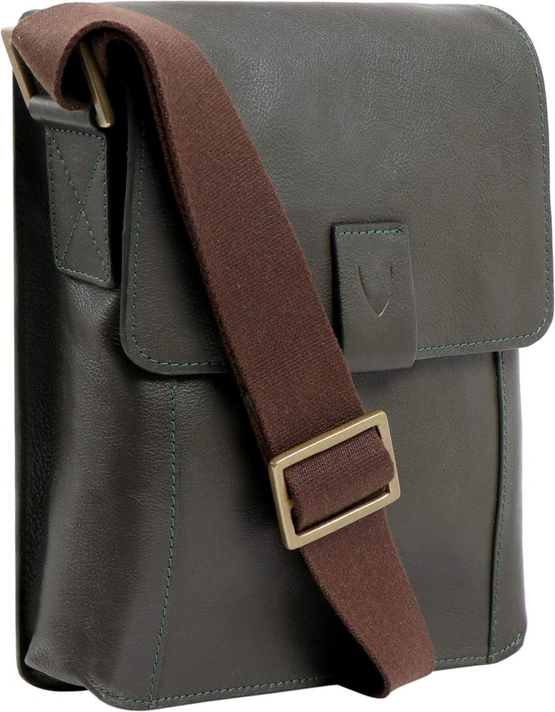 Hidesign Aiden Genuine Leather Mini Crossbody Men/Women Messenger Bag/Travel Bag / 10.5" iPad Bag (Olive Green) - Image 3