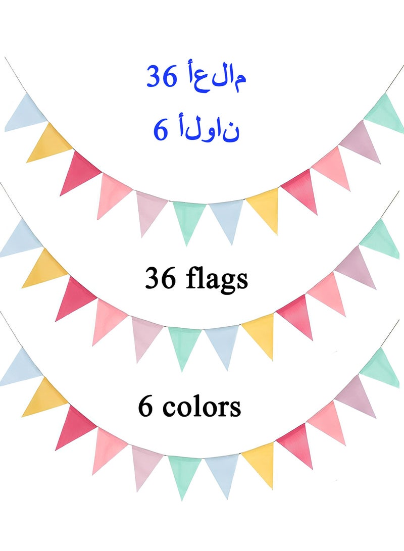 ZJTrio 3 Sets Of 12 Vibrant Pennant Buntings For Weddings And Birthdays Party Banner - Image 1