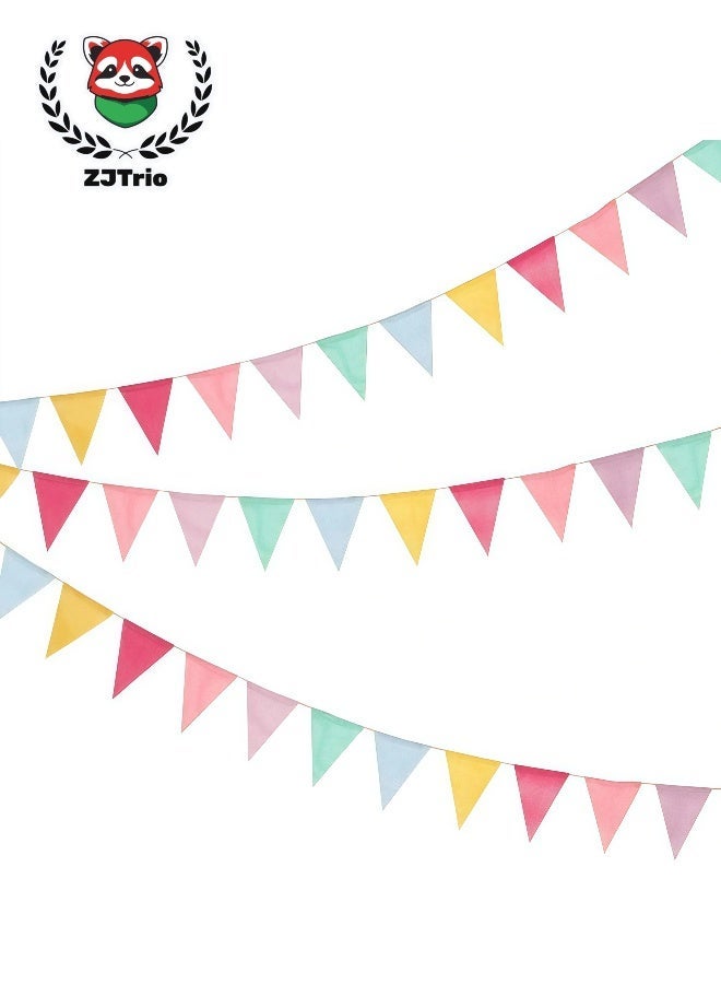 ZJTrio 3 Sets Of 12 Vibrant Pennant Buntings For Weddings And Birthdays Party Banner - Image 2