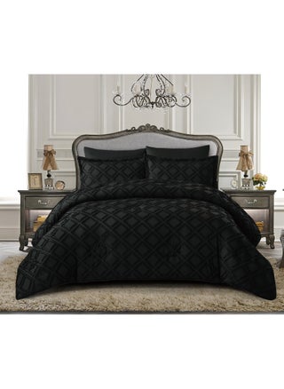 Comforter Set 4-Pcs Single Size Designer Tufted Embroidery Bed Set Fits 120 x 200 Cms (350 GSM) With Down Alternative Filling,Black - pzsku/Z1DA4627D386C83AD0B15Z/45/_/1717754438/a2ba3c37-7bc4-4ef0-b565-8aed2a711be4