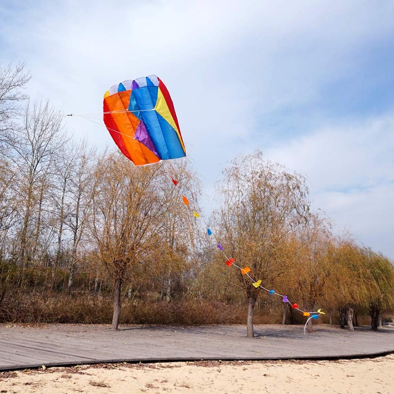 Besra Colorful Parafoil Kite with Long Tail Easy to Fly Outdoor Fun Sports (20inch) - Image 2