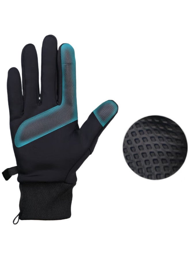 PEAK Cycling Gloves For Men And Women, Autumn And Winter Waterproof Mountain Bike Warm Outdoor Sports Hiking Non-Slip Touchscreen Compatible, Gray - Image 1