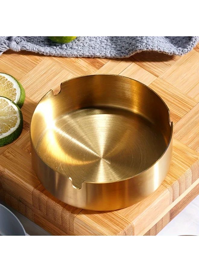 3pcs Heavy Duty Stainless Steel Ashtray Windproof Smoke Golden Color Rounded Edges Safety Spill Proof Design Ideal For Home Office Bar Hotel Modern Indoor Outdoor Cigarette Disposal Easy To Clean Durable Construction Smokers Accessory Sleek Metallic Smooth Finish - Image 5