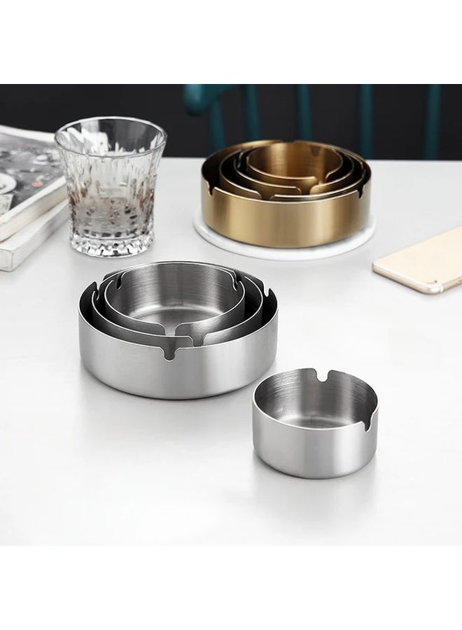 3pcs Heavy Duty Stainless Steel Ashtray Windproof Smoke Golden Color Rounded Edges Safety Spill Proof Design Ideal For Home Office Bar Hotel Modern Indoor Outdoor Cigarette Disposal Easy To Clean Durable Construction Smokers Accessory Sleek Metallic Smooth Finish - Image 3