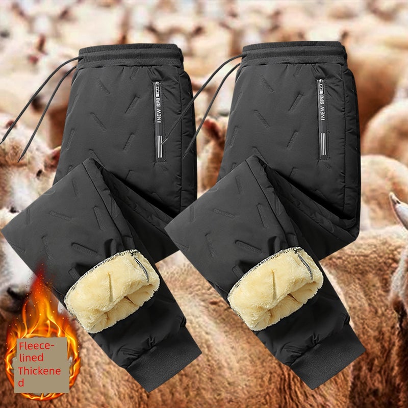Winter new lamb wool cotton pants men's plus-size thick pants cold-proof pants warm pants long pants middle-aged and elderly casual pants - Image 2