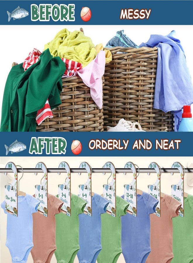 CORNER LACE Baby Closet Dividers 8PCS, Fishing Theme Wooden Double-Sided Clothes Size Hanger Organizer from Newborn to Toddler for Nursery Decor Baby Shower Birthday Gift - Image 5