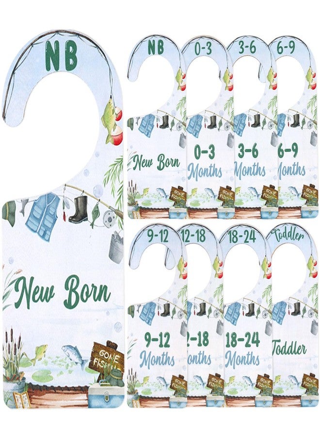 CORNER LACE Baby Closet Dividers 8PCS, Fishing Theme Wooden Double-Sided Clothes Size Hanger Organizer from Newborn to Toddler for Nursery Decor Baby Shower Birthday Gift - Image 1