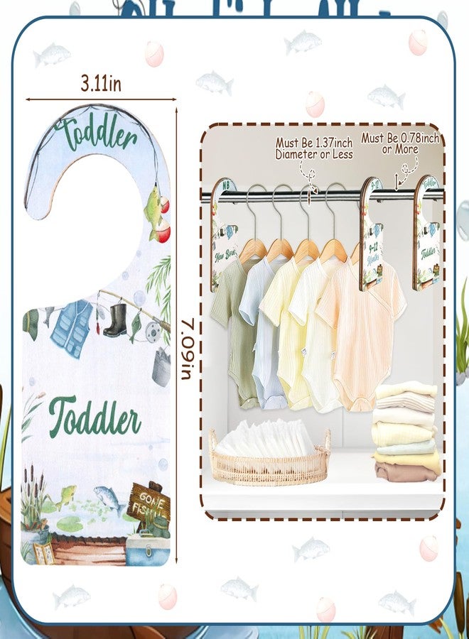CORNER LACE Baby Closet Dividers 8PCS, Fishing Theme Wooden Double-Sided Clothes Size Hanger Organizer from Newborn to Toddler for Nursery Decor Baby Shower Birthday Gift - Image 2