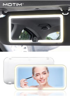 Motim Car Makeup Mirror, Touch On Screen LED Sun Visor Vanity Mirror with Supplement Light, 3 Light Modes, USB Rechargeable For Car Truck SUV  - Image 1