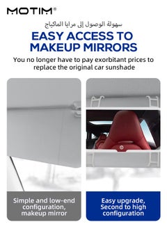 Motim Car Makeup Mirror, Touch On Screen LED Sun Visor Vanity Mirror with Supplement Light, 3 Light Modes, USB Rechargeable For Car Truck SUV  - Image 2