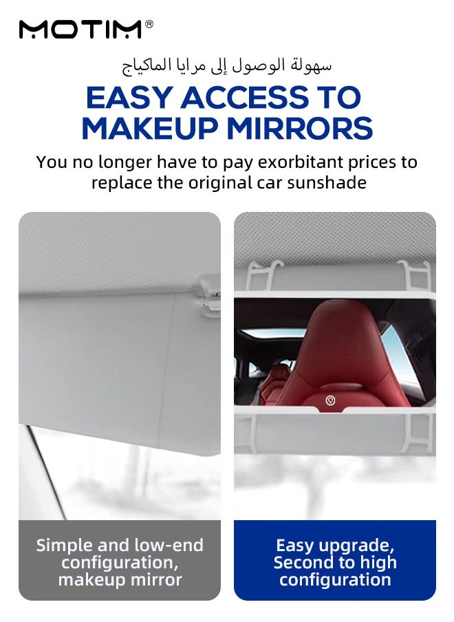 Motim Car Makeup Mirror, Touch On Screen LED Sun Visor Vanity Mirror with Supplement Light, 3 Light Modes, USB Rechargeable For Car Truck SUV  - Image 2