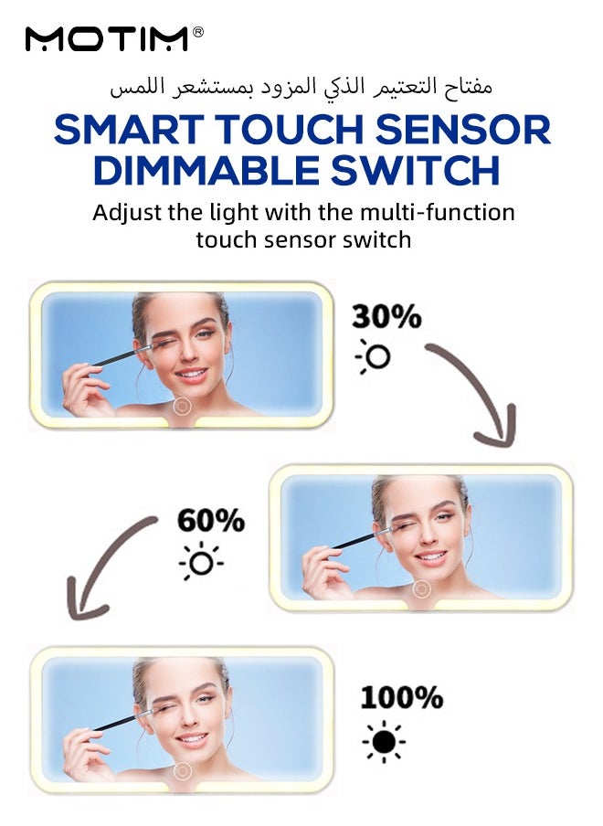 Motim Car Makeup Mirror, Touch On Screen LED Sun Visor Vanity Mirror with Supplement Light, 3 Light Modes, USB Rechargeable For Car Truck SUV  - Image 4