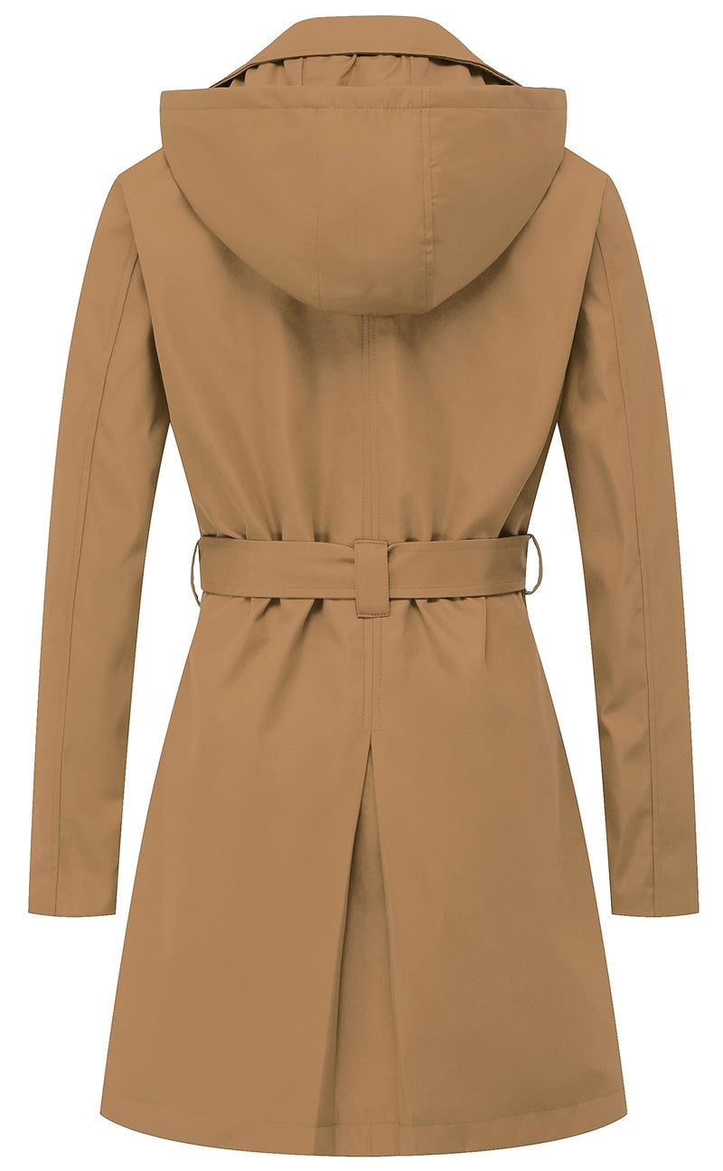CREATMO US Women'S Soft Shell Trench Coat Water Resistant With Hood Camel S - Image 2