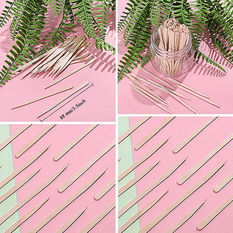 Whaline 400 Pieces Small Wax Sticks Wood Spatulas Applicator Craft Sticks for Hair Eyebrow Removal - Image 3
