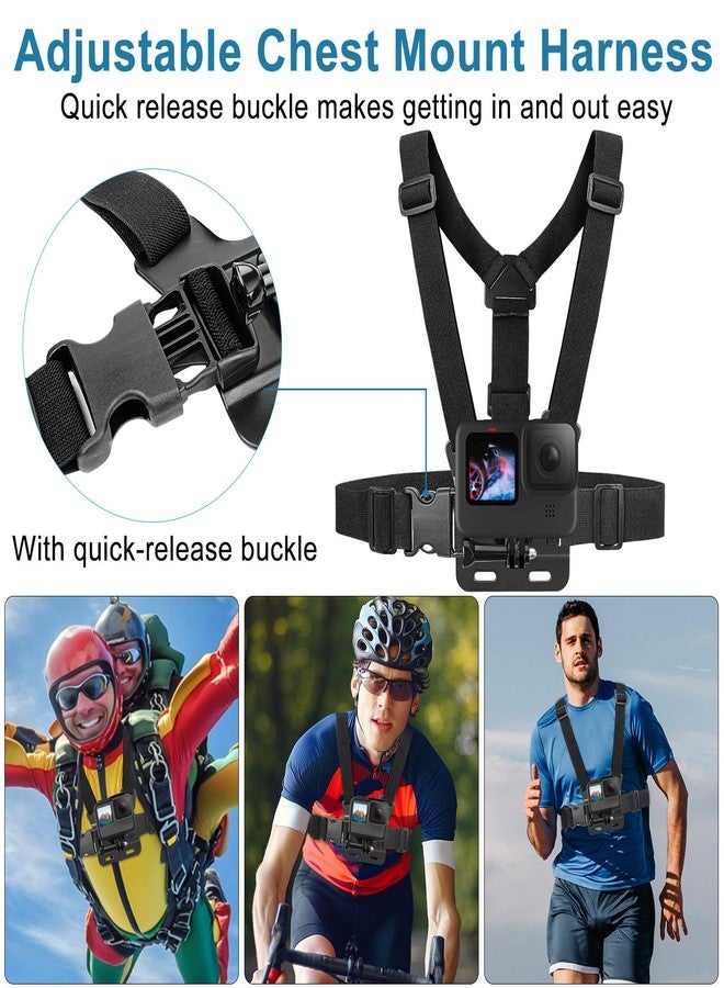 ChromLives Chest Mount Harness, 4 in 1 Accessories Kit Compatible for Gopro Hero 13/12/11/10/9/8/7/6/5/4/3,Head Strap Mount,360°Rotation Wrist Strap Mount,Backpack Clip Holder,Adjustable Action Camera Mount Set - Image 3