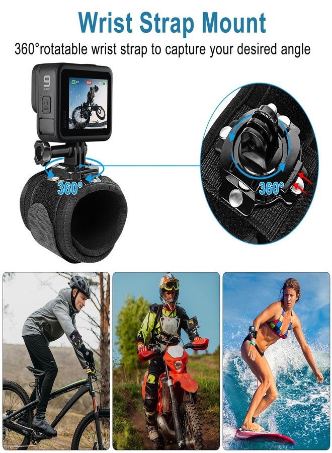 ChromLives Chest Mount Harness, 4 in 1 Accessories Kit Compatible for Gopro Hero 13/12/11/10/9/8/7/6/5/4/3,Head Strap Mount,360°Rotation Wrist Strap Mount,Backpack Clip Holder,Adjustable Action Camera Mount Set - Image 5
