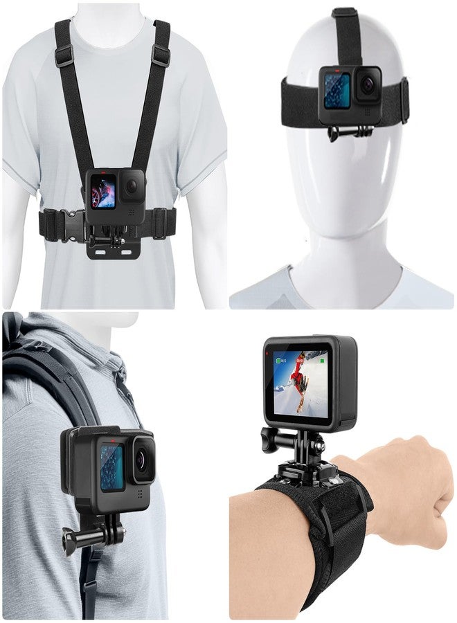 ChromLives Chest Mount Harness, 4 in 1 Accessories Kit Compatible for Gopro Hero 13/12/11/10/9/8/7/6/5/4/3,Head Strap Mount,360°Rotation Wrist Strap Mount,Backpack Clip Holder,Adjustable Action Camera Mount Set - Image 1