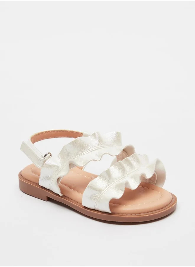 JUNIORS Girls Frill Detail Flat Sandals with Hook and Loop Closure  Ramadan Collection