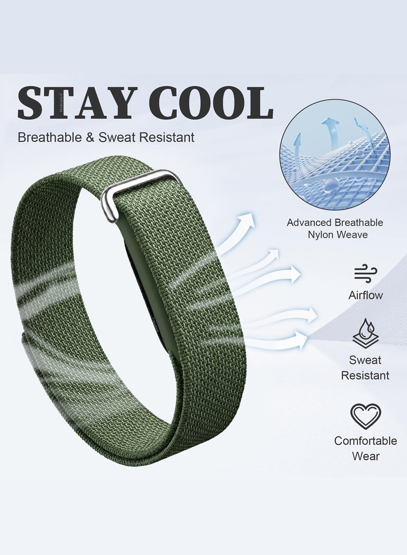 MARGOUN Woven Nylon Sport Loop Band for Fitbit Air – Breathable Elastic Replacement Strap with Secure Hook-and-Loop Fastener – Comfortable Lightweight Wristband  - Army Green Army Green - Image 3