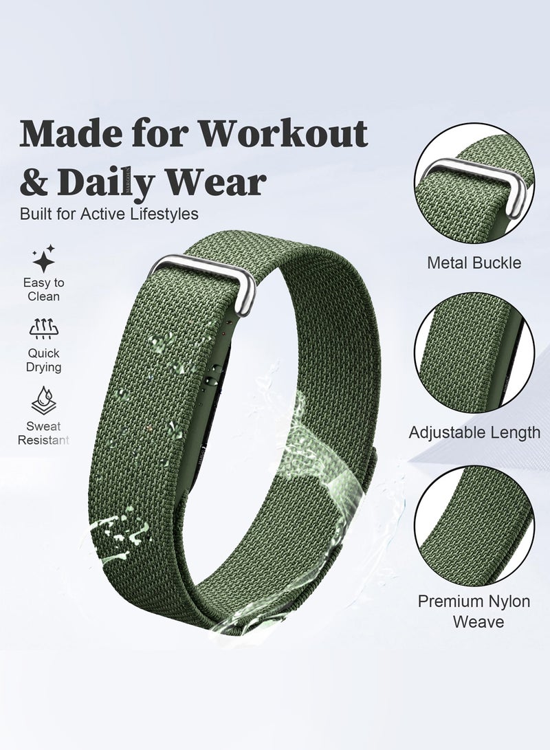 MARGOUN Woven Nylon Sport Loop Band for Fitbit Air – Breathable Elastic Replacement Strap with Secure Hook-and-Loop Fastener – Comfortable Lightweight Wristband  - Army Green Army Green - Image 4
