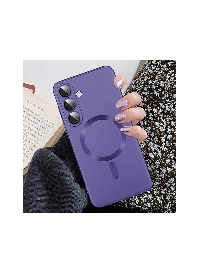 Generic - Case Cover Compatible with Magnetic for Samsung Galaxy S25 Plus Case [Compatible with MagSafe][Built-in Camera Lens Protector] Slim Soft Silicone Bumper Shockproof Metallic Luster (Purple) - Image 1