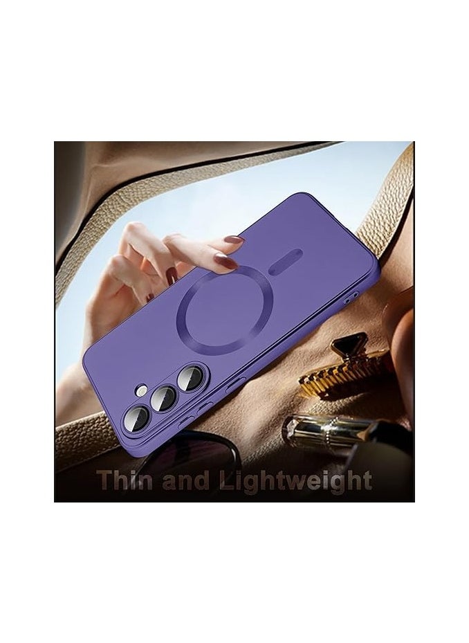 Generic - Case Cover Compatible with Magnetic for Samsung Galaxy S25 Plus Case [Compatible with MagSafe][Built-in Camera Lens Protector] Slim Soft Silicone Bumper Shockproof Metallic Luster (Purple) - Image 1