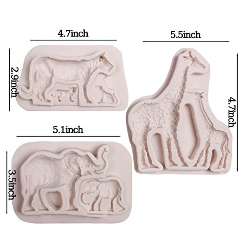 Xcake Lcook Elephant Silicone Chocolate Mold, Giraffe Lion Safari Animal Fondant Molds for Cake Decoration Cupcake Topper Candy Sugar Craft Gum Paste Candle Soap Clay - Image 2