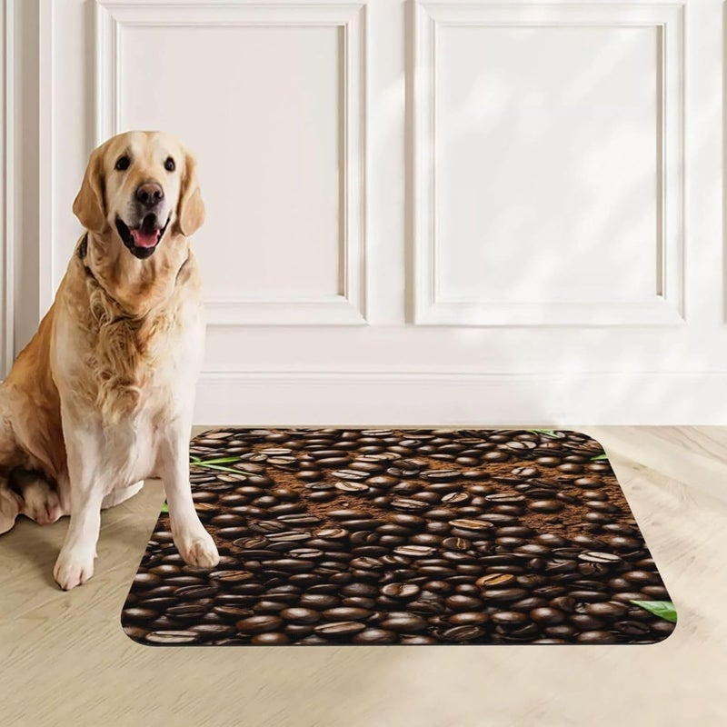 Dog Food Mat for Floors Absorbent Quick Drying Freshly Roasted Coffee Beans Pet Cat Food Mat Easy-to-Clean Pet Feeding Mats Dog Bowl Mats 24x16In - Image 4