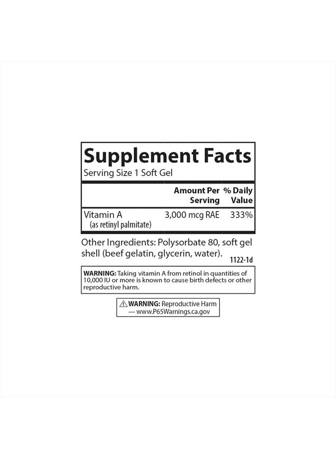 Carlson Vitamin A Solubilized, 10000 IU (3000 mcg RAE), Water Soluble, Vision Health, 250 Softgels - Image 4