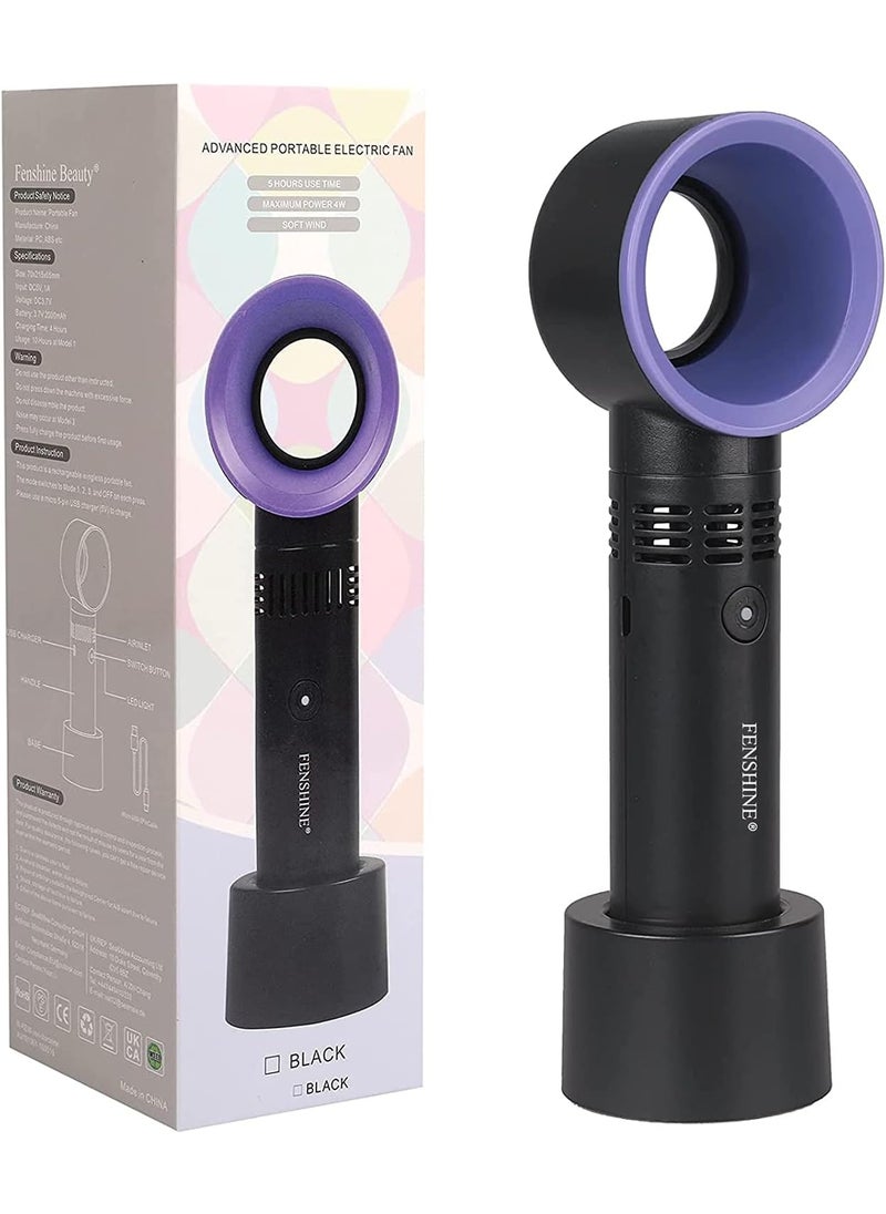 fenshine - Fenshine Portable USB Rechargeable Mini Fan Dryer Bladeless Handheld Fan for Eyelash Extension, Air Conditioning Blower for Essential Eyelash Extension Supplies (Black 02) - Image 1
