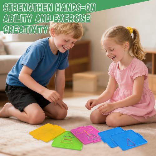 Oopsu 8 Pack Plastic Mathematical Manipulative Material Array Block Geo Board with 80 Latex Bands for Kids(4 Colors) - Image 4