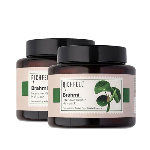 Richfeel Brahmi Intensive Repair Hair Pack | Controls Hair Fall | Treats Damage, Split Ends and Breakage | Deep Conditioning |Trichologist Formulated | 500 g | Pack of 2 - Image 1