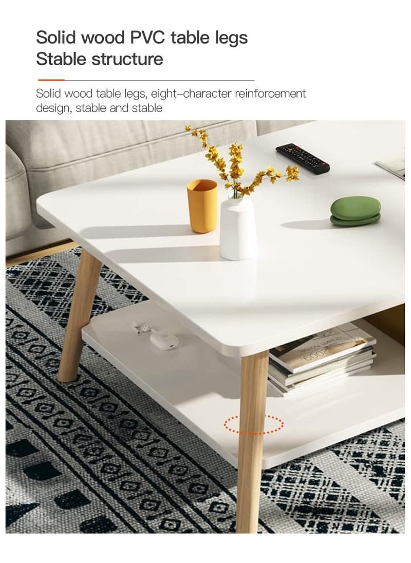 Generic - End Table Coffee Table 2 Tiers Side Table Small Tea Table Wooden Tea Desk for Living Room Home Office Easy Assembly(80*50*42CM) - Image 1