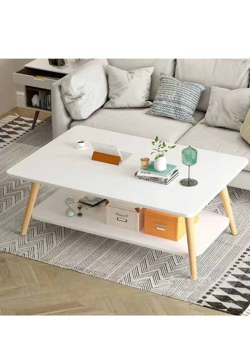 Generic - End Table Coffee Table 2 Tiers Side Table Small Tea Table Wooden Tea Desk for Living Room Home Office Easy Assembly(80*50*42CM) - Image 1
