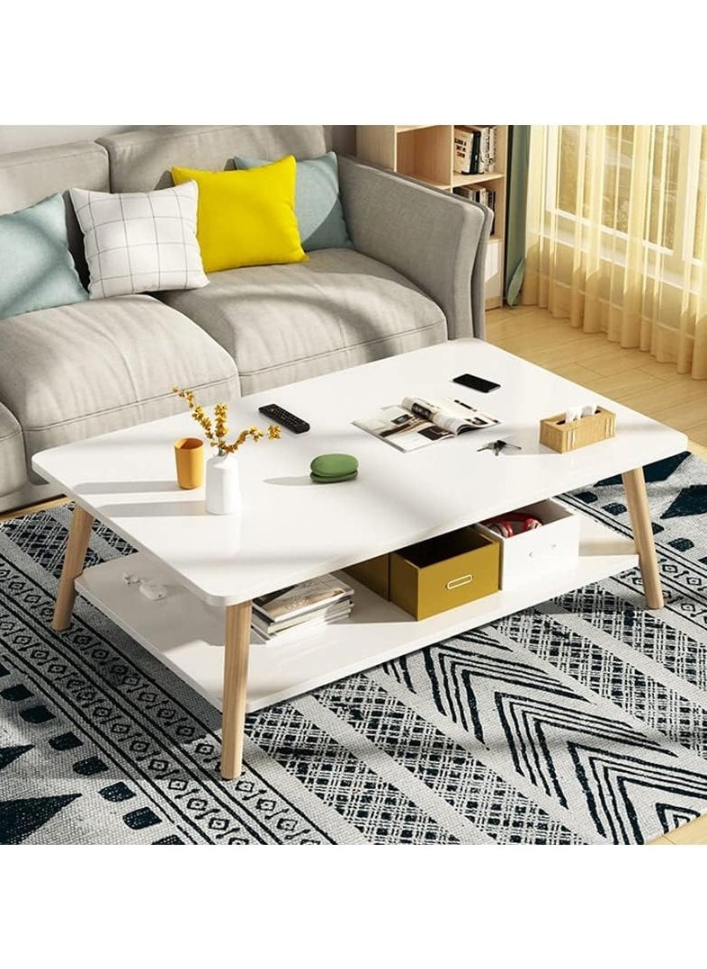 Generic - End Table Coffee Table 2 Tiers Side Table Small Tea Table Wooden Tea Desk for Living Room Home Office Easy Assembly(80*50*42CM) - Image 1