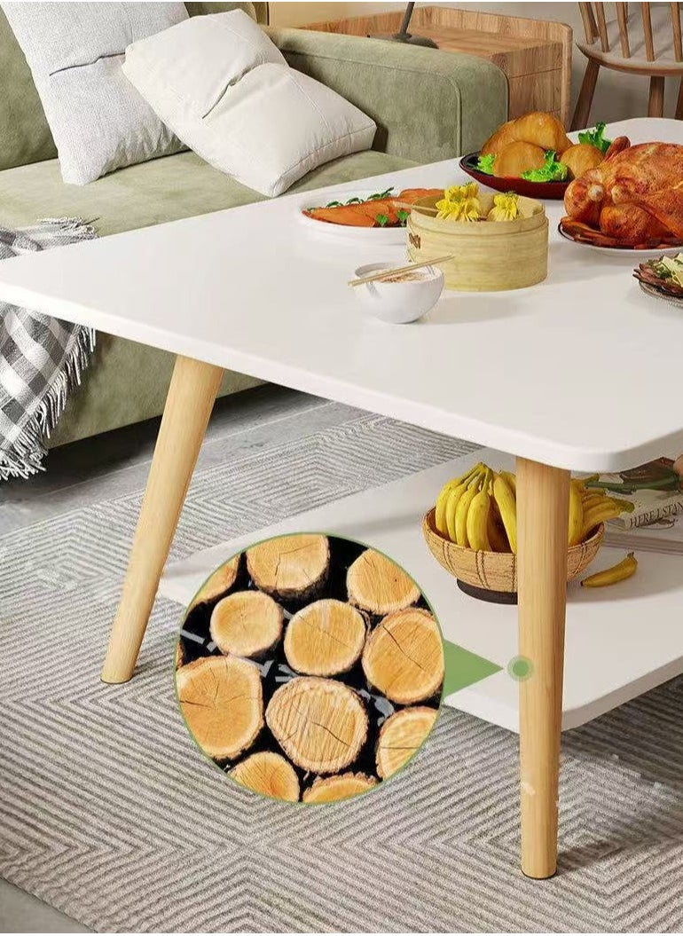Generic - End Table Coffee Table 2 Tiers Side Table Small Tea Table Wooden Tea Desk for Living Room Home Office Easy Assembly(80*50*42CM) - Image 1
